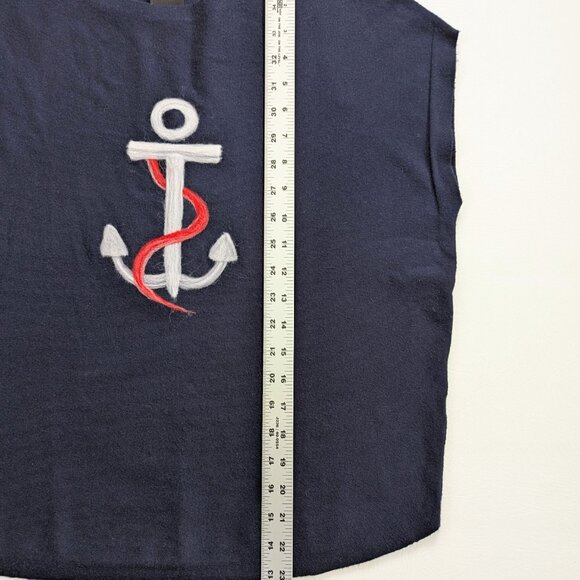 Aaeda Women's Nautical Oversized Sleeveless Sweater Size Large Navy - Picture 8 of 9